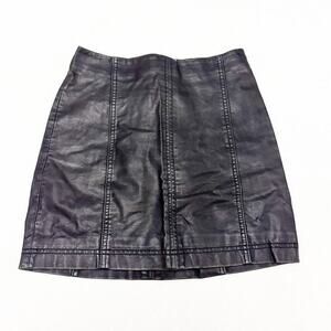 Free People Black Faux Leather Mini Skirt Size 0
